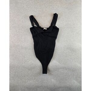 Free People Intimately Bodysuit Size Small Black Pippa V-Wire‎ Sleeveless Snap